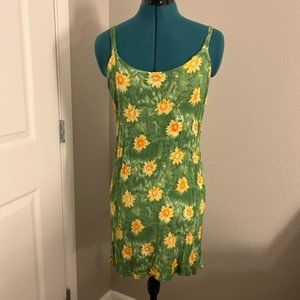 Yellow Flower/Green Sundress - Size S